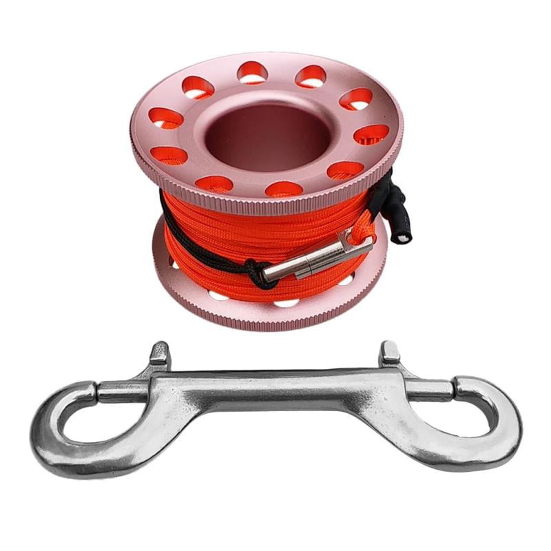 10m SM SunniMix Double Swivels Alloy Finger Reel Spool with Stainless Steel Bolt Snap&High Visibility Diving Line for Diving Snorkelling Water Sports 