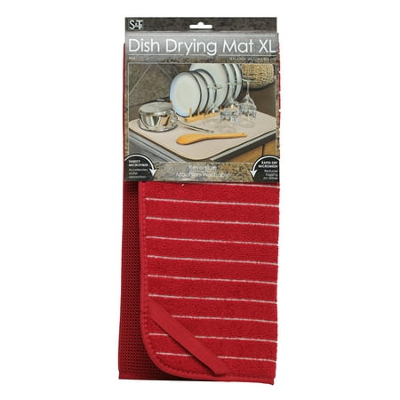 S&T Microfiber XL Dish Drying Mat-Red with