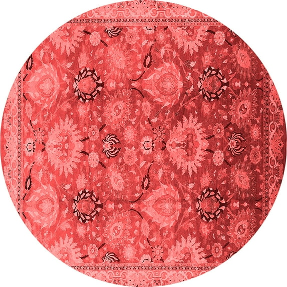 Ahgly Company Indoor Round Oriental Red Industrial Area Rugs, 7' Round