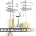 thumbnail image 6 of Shower Caddy Organizer Hanging Over Head, Bathroom Shower Rack Hanger with Hooks for Razors - Bronze, 6 of 9