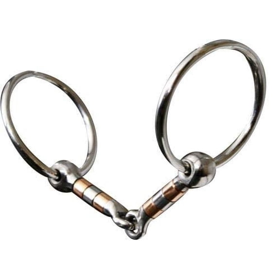 Showman Stainless Steel Snaffle Bit w/ Copper & Stainless Rollers