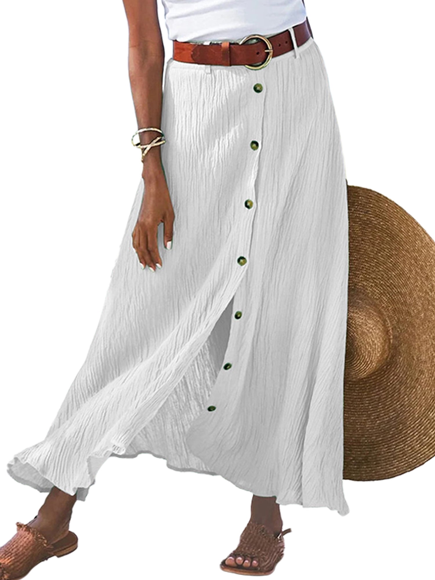 Niuer Women Boho Button Down Midi Skirt Ladies Loose Kuwait Ubuy