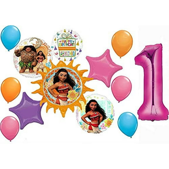 Moana Party Supplies 1st Birthday Master Way-Finder Balloon Bouquet Decorations