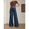 thumbnail image 7 of JOLIP Women's High Waist Seamed Wide Leg Denim Jeans, Dark Wash Panel Front Baggy Denim Pants, 7 of 7