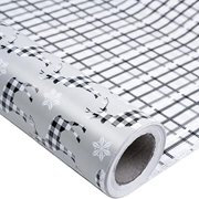 Christmas Wrapping Paper Jumbo Roll, Buffalo Plaid Reindeer & Modern Plaid Reversible Design for Festive Winter Holiday, Family Gathering, 24 inches x 100 Feet