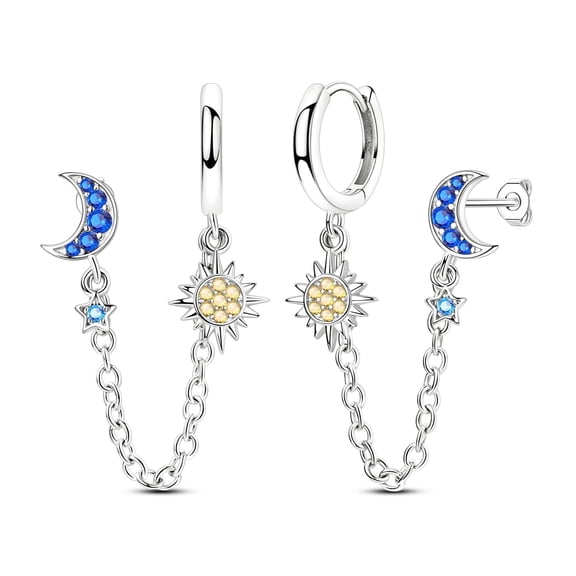 NARMO Original Women 925 Sterling Silver Hoop Earrings 5A Zircon Sun Moon Star Combination Jewelry Gift