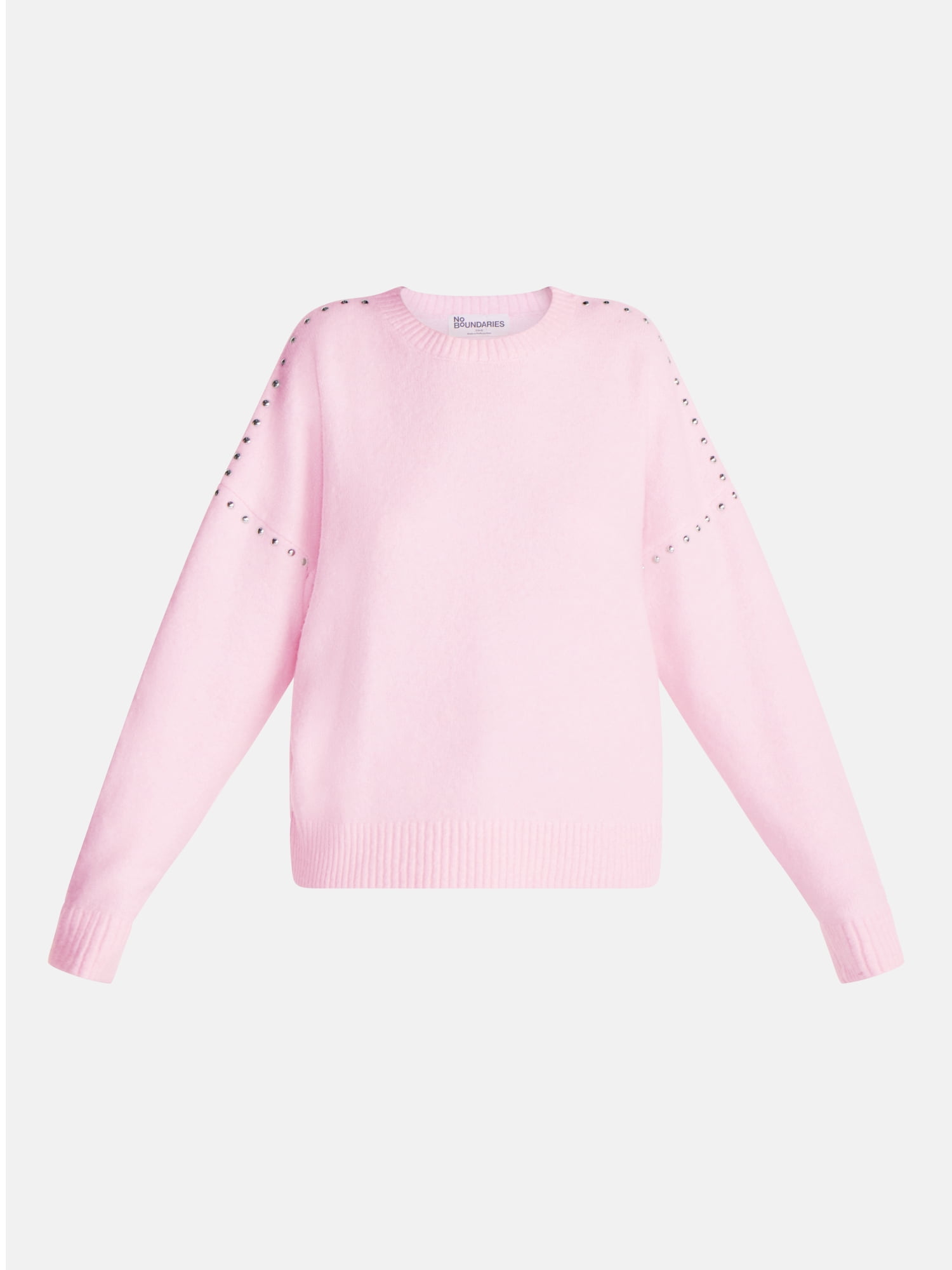 No Boundaries Studded Sweater, Lightweight, Women's and Women's Plus XXS-XXL