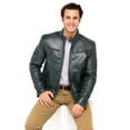 thumbnail image 3 of Skylinewears Mens Motorbike Leather Jacket 100% Genuine Sheepskin on Sale Green-Char Size S, 3 of 6