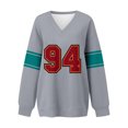 thumbnail image 4 of Women's Loose and Comfortable Letter V-Neck Sportswear Long Sleeve Sweatshirt with Number Print for Casual Wear,Gray,XL, 4 of 8
