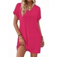 thumbnail image 3 of MOSHU Summer Dresses for women V Neck Womens Dresses Short Sleeve Casual Midi Dress with Pockets, 3 of 11