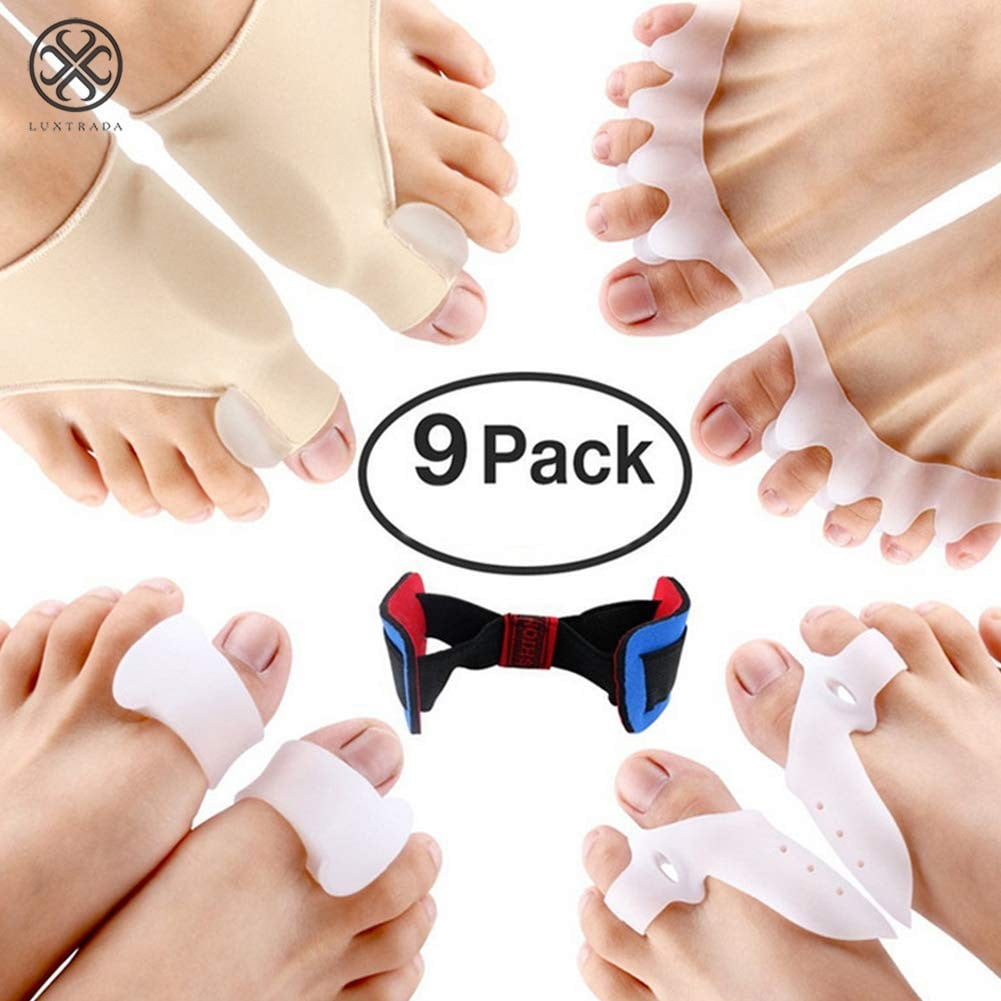 Luxtrada 9pcs/set Bone Toe Hallux Valgus Bunion Splint Corrector Foot