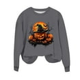 thumbnail image 4 of Jsaierl Halloween Sweatshirts for Women Spooky Pumpkin Ghost Graphic Sweatshirt Trendy Crewneck T-shirt Long Sleeve Holiday Pullover Tops Halloween Gifts, 4 of 6