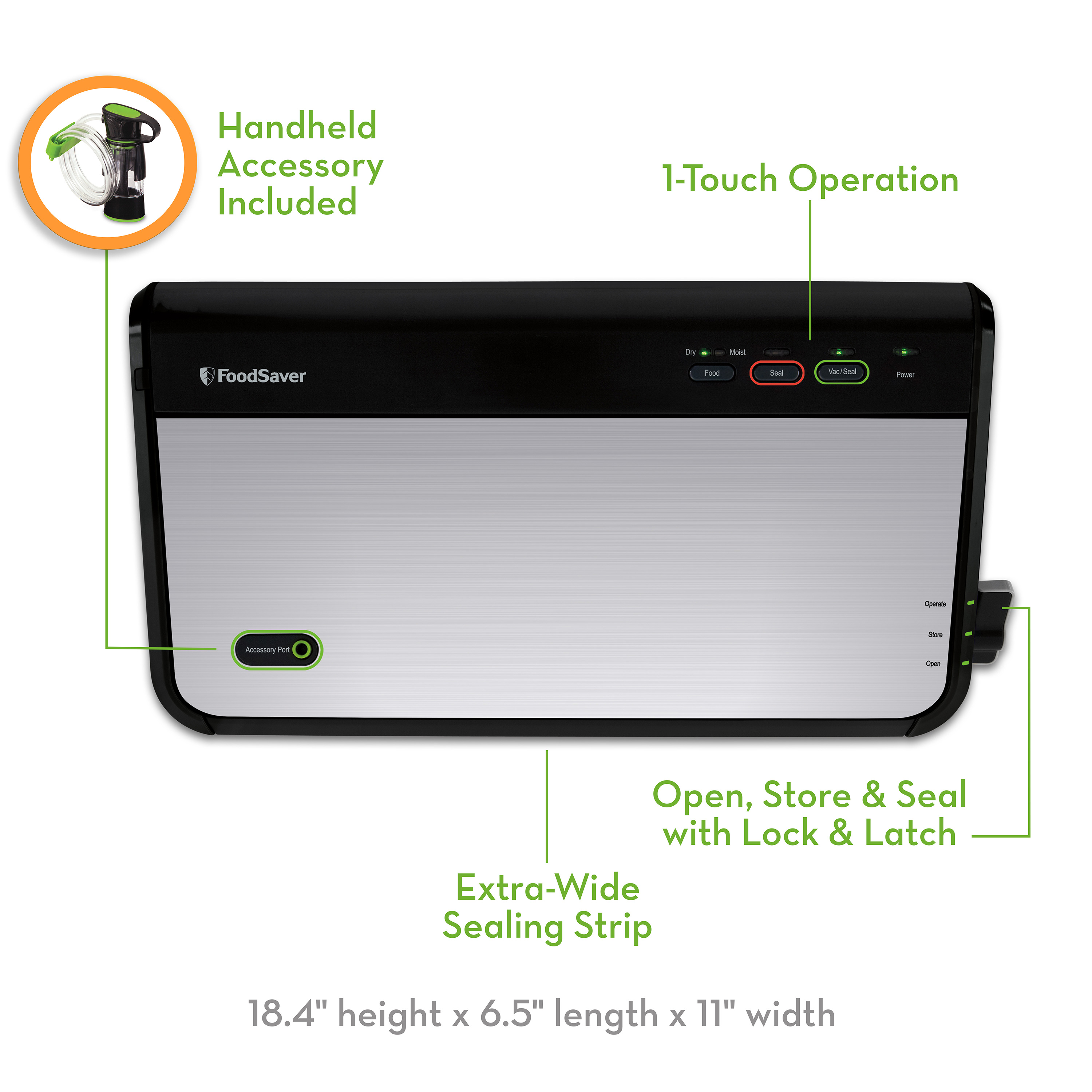 FoodSaver® FM2435 Vacuum Sealing System with Bonus Handheld Sealer & Starter Kit, Silver - image 2 of 8