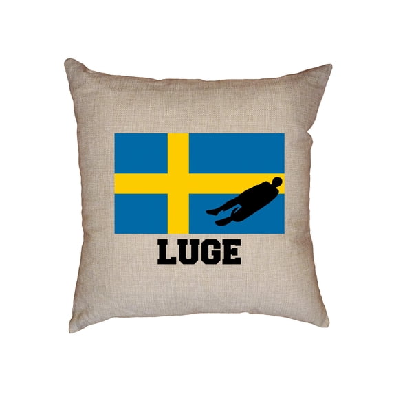 Sweden Olympic - Luge - Flag - Silhouette Decorative Linen Throw Cushion Pillow Case with Insert