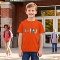 thumbnail image 2 of Kids Back To School Graphic Short Sleeve T-Shirt, Unisex Crew Neck Cute School Supply Print Casual Tee for Boys Girls Daily School Outdoor Wear(Orange,1-2 Years), 2 of 5