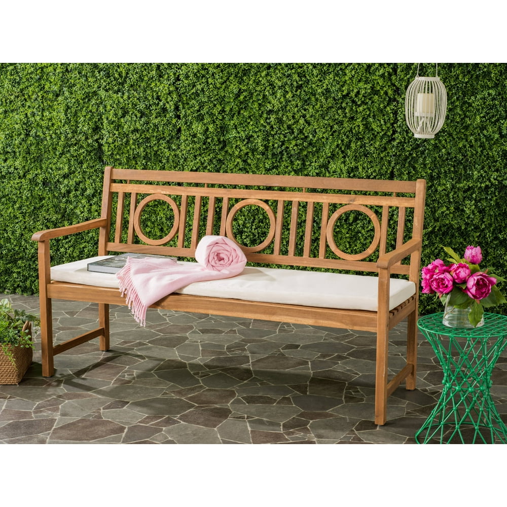 Safavieh Montclair Indoor/Outdoor Modern Acacia Bench with Cushion