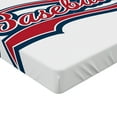 thumbnail image 2 of Ambesonne Sports Fitted Sheet, Baseball Ball Sports Art, Queen Size, Night Blue Red White, 2 of 3