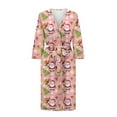 thumbnail image 3 of Yuyamidu Christmas Bathrobe Women Kimono Robes Santa Claus Long Spa Bath Robe Xmas Tree V-Neck Dressing Gown Ladies Sleepwear Pajamas Size M Mid-Calf Length Nightgowns, Pink, 3 of 7