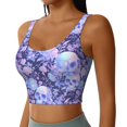 thumbnail image 2 of Sports Bras For Women Workout Tank Tops, Flower Crystal Skull Running Vest With Removable Cups, 2 of 2