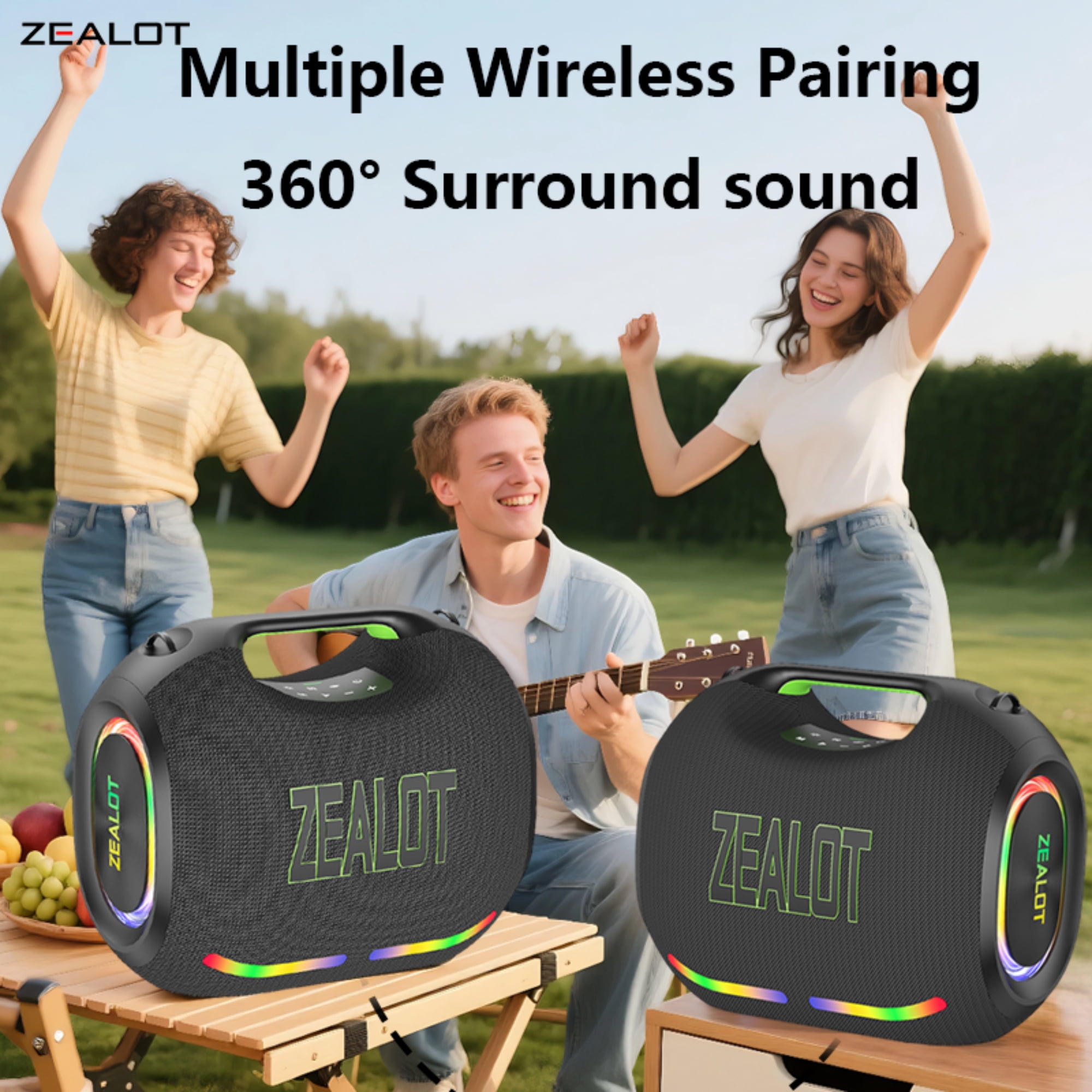 ZEALOT ZE21, 250W Outdoor Speakers Waterproof Wireless: IPX6