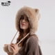 thumbnail image 3 of Gorro de invierno para mujer, gorro de punto cálido, gorro de aviador con pompón de piel, gorro de cazador Ushanka con orejeras, 3 of 6
