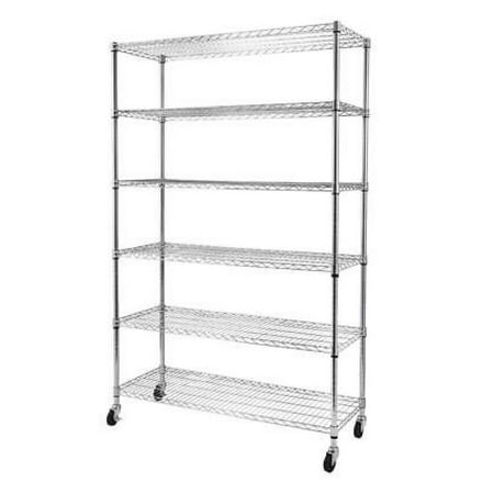 

‎Studyli 71 Heavy Duty 6 Tier Adjustable Wire Shelving Unit Metal Shelf Rack w/ Wheels