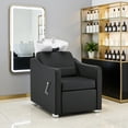 thumbnail image 3 of BarberPub Backwash Shampoo Station Chair, Adjustable Porcelain Ceramic Hair Wash Bowl with Chair, Reclining Shampoo Station for Barber Shop, Spa Beauty Salon Equipment 9364 (Black), 3 of 9