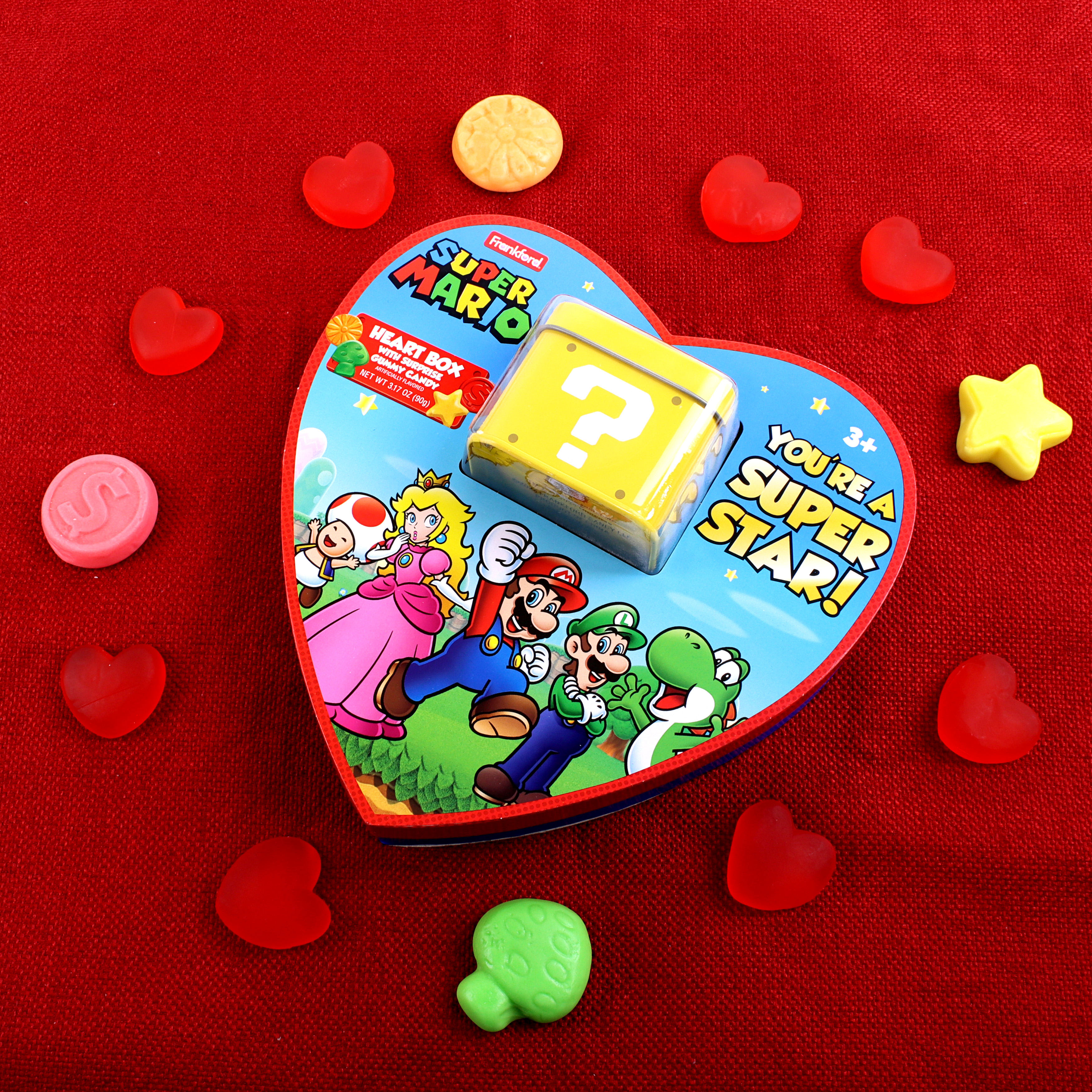 Frankford Nintendo Super Mario Valentine's Surprise Heart Box with Gummy Candy, 3.17oz