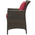 thumbnail image 2 of Modern Contemporary Urban Design Outdoor Patio Balcony Garden Furniture Side Dining Chair Armchair, Rattan Wicker, Red Brown, 2 of 3