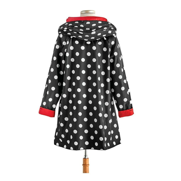Black polka top dot raincoat