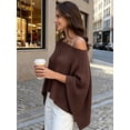 thumbnail image 6 of LMLYSoH Women's Mesh Knit Poncho Tops Fashion Solid Color Batwing Sleeve Boat Neck Cover Ups for Summer Daily Wear, 6 of 9