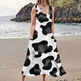 thumbnail image 4 of ICHUANYI Clearance Womens Summer Casual Round Neck Beach Pockets Sleeveless Printed Dress(Black, XXL) ICHUANYI WER2023081507881, 4 of 7