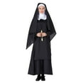 thumbnail image 6 of Nun Costume for Women Halloween Religious Gothic Dress with Cross Accessory Long Hooded Black Habit Fancy Dress, 6 of 7