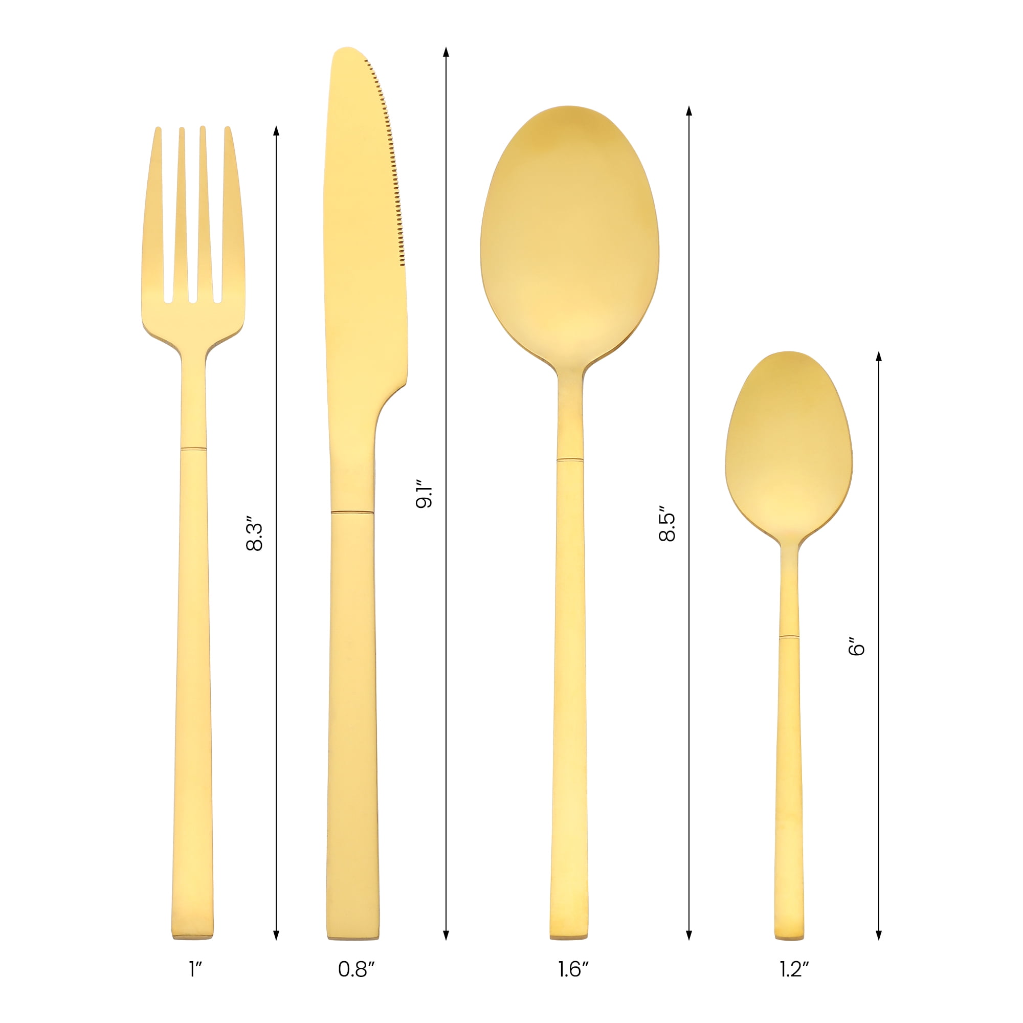 Unique Bargains 24 Piece Silverware Set Stainless Steel Flatware Set for 6 Gold