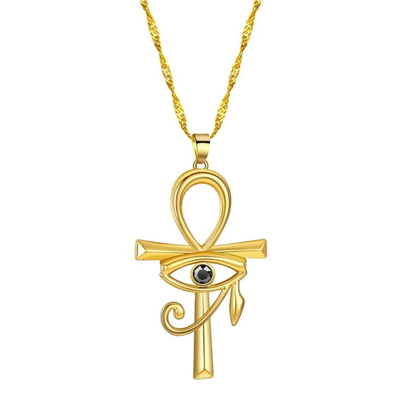 Fogun Viking-Crystal Eye Cross-Necklace For Women Men Amulet Religion Punk Vintage Jewelry Evil-Eye Golden Chains Necklaces