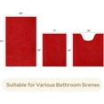 thumbnail image 3 of 3 Pieces Bathroom Rugs, Ultra Soft Non Slip Absorbent Chenille Toilet Bath Mat Set (Red), 3 of 6