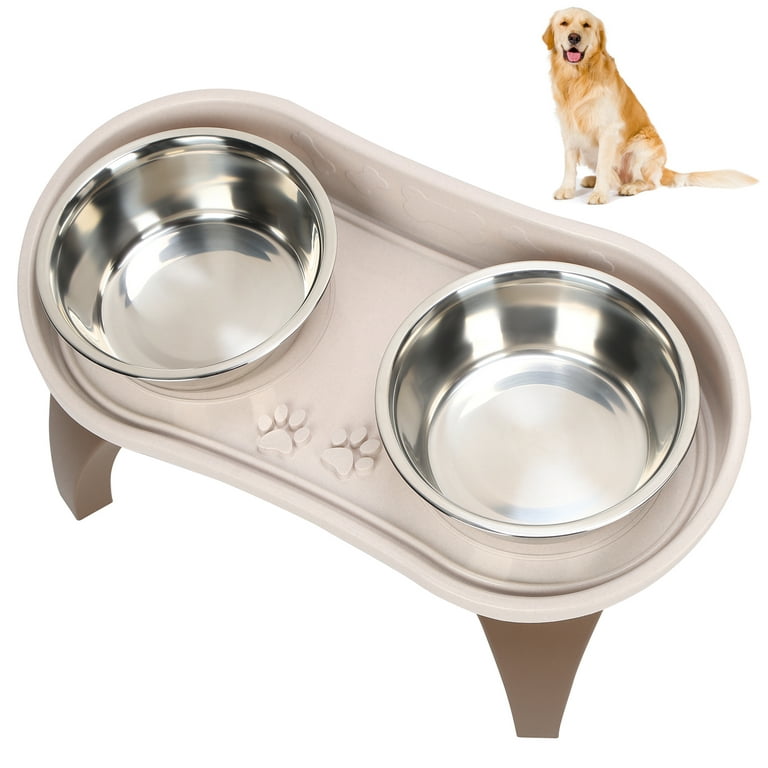 Large Double Dog Bowl Raised Elevated Pet Feeder Stainless Steel