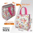 thumbnail image 3 of Pioneer Flower Floral Print Pattern Insulated Lunch Bag for Women & Adults,Large Portable Soft Cooler Lunch Bag,Thermal Food Storage Tote with Pearl Cotton,8.66L,8.75x5.75x9.5 Inch, 3 of 6