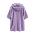 thumbnail image 5 of Zedker Long Hooded Fleece Cardigan for Women Button Front Drawstring Hood Patch Pockets Oversized Outerwear Purple Jackets for Women, 5 of 8