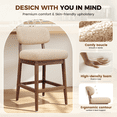 thumbnail image 5 of Hawsaiy Counter Height Bar Stools Set of 4, Mid Century Modern Boucle Barstools with Solid Wood Frame, Upholstered Kitchen Island Stools with Backrest & Footrest, Beige, 5 of 13