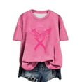 thumbnail image 4 of VKOYWKM Cancer Shirts Women Breast Cancer Awareness T Shirt Pink Ribbon Fight Cancer Shirt Inspirational Short Sleeve Tops Casual Crew Neck Cancers Awareness T-Shirt, 4 of 5