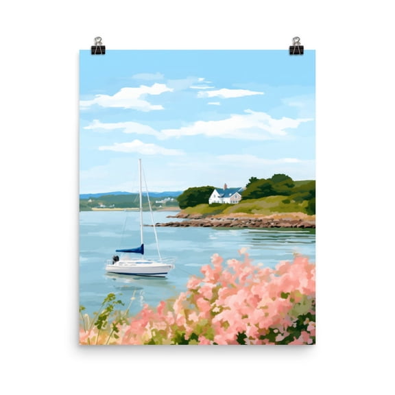 Newport Rhode Island Print, Coastal Sailboat Wall Art, Nautical Poster, Seaside Decor, New England Waterfront Artwork Home Decor #3926, Unframed Poster Size 8x12