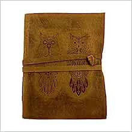 OVERDOSE Deckle OWL Leather Journal - Vintage Travel Journal for Men & Women Sketch Writing Diary Sketchbook Book of Shadows Handmade Vintage Deckle Edge Paper - 6 x 8 inches | 15 x 20 cm | A5