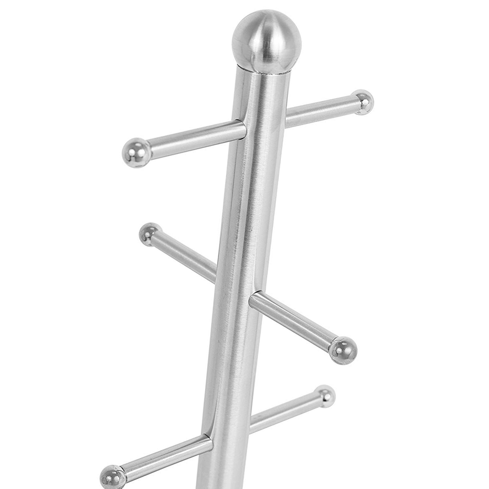 6 Hooks Freestanding Stainless Steel Hanging Mug Cup Holder Silver 82％以上節約