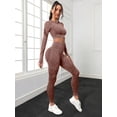 thumbnail image 3 of Conjuntos de entrenamiento de Yoga para mujer, mallas de cintura alta sin costuras, mallas deportivas, Top corto, conjuntos de ropa para correr, Fitness, 2 piezas, 3 of 5