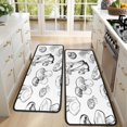 thumbnail image 4 of Kitchen Rugs Sets Of 2,Black Mushroom Line White Pattern Anti Fatigue Kitchen Mat Rugs Non Slip Washable,Decorative Kitchen Floor Mats for Kitchen,Sink,Laundry,17"x47"+17"x47", 4 of 5