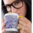 thumbnail image 2 of 3drose, Purple Rose Illustratoin with French Text La Vie En Rose, 15oz Two-tone Yellow Mug, 2 of 6