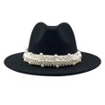 thumbnail image 1 of Minnieouse Cashmere Fedora Hat Womens Wide Brim Hats Dress Bowler Hat Cap Sombreros Negro, 1 of 1