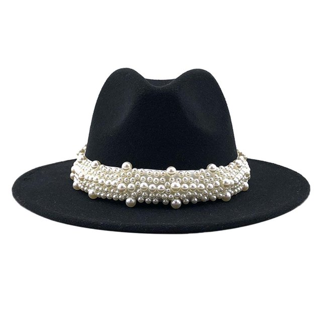 Minnieouse Cashmere Fedora Hat Womens Wide Brim Hats Dress Bowler Hat Cap Sombreros Negro
