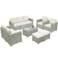 thumbnail image 2 of Tappio 10-Piece Patio Furniture Set, All-Weather Outdoor Wicker Sectional with Storage Side Table and Large Rattan Chair for Garden, Patio, Backyard, Gray/Beige, 2 of 10
